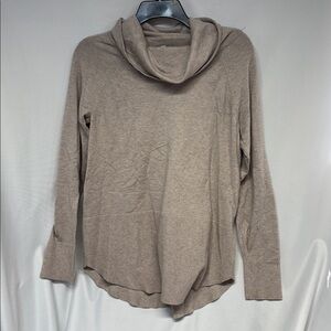 RAYA long sleeve rayon Cozy Tan Cowl ribbed Neck Sweater size medium